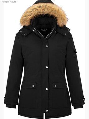 Plus Size Winter Puffer Coat with Faux Fur Hood Waterproof Thicken Warm Jacket
